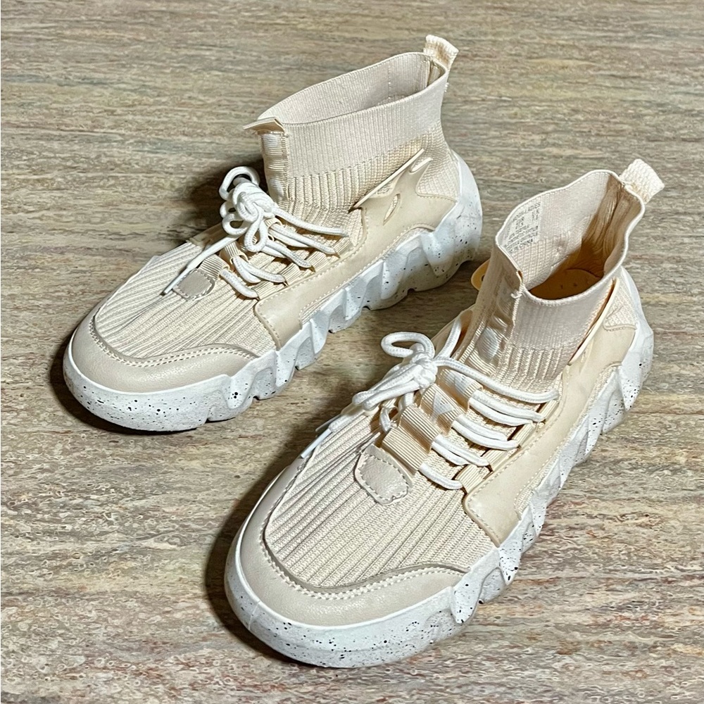 Pony PP2-Moon lady knit sock lace high top platform sneakers